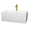 Wyndham Melody 60" Freestanding Bathtub In White With Shiny White Trim And Floor Mounted Faucet In Brushed Gold WCOBT101160SWATPGD