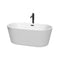 Wyndham Carissa 60" Soaking Bathtub In White With Floor Mounted Faucet Drain And Overflow Trim In Matte Black WCOBT101260MBATPBK