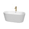 Wyndham Carissa 60" Soaking Bathtub In White With Polished Chrome Trim And Floor Mounted Faucet In Brushed Gold WCOBT101260PCATPGD