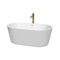 Wyndham Carissa 60" Soaking Bathtub In White With Shiny White Trim And Floor Mounted Faucet In Brushed Gold WCOBT101260SWATPGD
