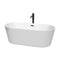 Wyndham Carissa 67" Soaking Bathtub In White With Floor Mounted Faucet Drain And Overflow Trim In Matte Black WCOBT101267MBATPBK