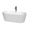 Wyndham Carissa 67" Soaking Bathtub In White With Polished Chrome Trim And Floor Mounted Faucet In Matte Black WCOBT101267PCATPBK