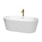 Wyndham Carissa 67" Soaking Bathtub In White With Polished Chrome Trim And Floor Mounted Faucet In Brushed Gold WCOBT101267PCATPGD