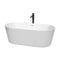 Wyndham Carissa 67" Soaking Bathtub In White With Shiny White Trim And Floor Mounted Faucet In Matte Black WCOBT101267SWATPBK