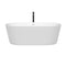 Wyndham Carissa 67" Soaking Bathtub in White with Shiny White Trim and Floor Mounted Faucet in Matte Black WCOBT101267SWATPBK