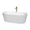 Wyndham Carissa 67" Soaking Bathtub In White With Shiny White Trim And Floor Mounted Faucet In Brushed Gold WCOBT101267SWATPGD