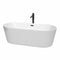 Wyndham Carissa 71" Soaking Bathtub In White With Floor Mounted Faucet Drain And Overflow Trim In Matte Black WCOBT101271MBATPBK