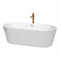 Wyndham Carissa 71" Soaking Bathtub In White With Polished Chrome Trim And Floor Mounted Faucet In Brushed Gold WCOBT101271PCATPGD