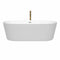 Wyndham Carissa 71" Soaking Bathtub in White with Polished Chrome Trim and Floor Mounted Faucet in Brushed Gold WCOBT101271PCATPGD
