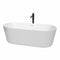 Wyndham Carissa 71" Soaking Bathtub In White With Shiny White Trim And Floor Mounted Faucet In Matte Black WCOBT101271SWATPBK