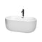 Wyndham Juliette 60" Soaking Bathtub In White With Floor Mounted Faucet Drain And Overflow Trim In Matte Black WCOBT101360MBATPBK