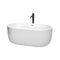 Wyndham Juliette 60" Soaking Bathtub In White With Polished Chrome Trim And Floor Mounted Faucet In Matte Black WCOBT101360PCATPBK