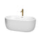 Wyndham Juliette 60" Soaking Bathtub In White With Polished Chrome Trim And Floor Mounted Faucet In Brushed Gold WCOBT101360PCATPGD