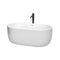 Wyndham Juliette 60" Soaking Bathtub In White With Shiny White Trim And Floor Mounted Faucet In Matte Black WCOBT101360SWATPBK