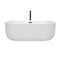 Wyndham Juliette 67" Soaking Bathtub in White with Floor Mounted Faucet Drain and Overflow Trim in Matte Black WCOBT101367MBATPBK