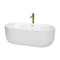 Wyndham Juliette 67" Soaking Bathtub In White With Polished Chrome Trim And Floor Mounted Faucet In Brushed Gold WCOBT101367PCATPGD