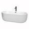 Wyndham Juliette 71" Soaking Bathtub In White With Floor Mounted Faucet Drain And Overflow Trim In Matte Black WCOBT101371MBATPBK