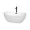 Wyndham Rebecca 60" Soaking Bathtub In White With Floor Mounted Faucet Drain And Overflow Trim In Matte Black WCOBT101460MBATPBK