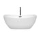 Wyndham Rebecca 60" Soaking Bathtub in White with Floor Mounted Faucet Drain and Overflow Trim in Matte Black WCOBT101460MBATPBK
