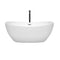 Wyndham Rebecca 60" Soaking Bathtub in White with Polished Chrome Trim and Floor Mounted Faucet in Matte Black WCOBT101460PCATPBK