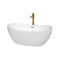 Wyndham Rebecca 60" Soaking Bathtub In White With Polished Chrome Trim And Floor Mounted Faucet In Brushed Gold WCOBT101460PCATPGD