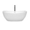 Wyndham Rebecca 60" Soaking Bathtub in White with Shiny White Trim and Floor Mounted Faucet in Matte Black WCOBT101460SWATPBK
