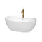 Wyndham Rebecca 60" Soaking Bathtub In White With Shiny White Trim And Floor Mounted Faucet In Brushed Gold WCOBT101460SWATPGD
