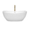 Wyndham Rebecca 60" Soaking Bathtub in White with Shiny White Trim and Floor Mounted Faucet in Brushed Gold WCOBT101460SWATPGD