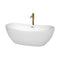 Wyndham Rebecca 65" Soaking Bathtub In White With Polished Chrome Trim And Floor Mounted Faucet In Brushed Gold WCOBT101465PCATPGD