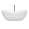 Wyndham Rebecca 65" Soaking Bathtub in White with Polished Chrome Trim and Floor Mounted Faucet in Brushed Gold WCOBT101465PCATPGD