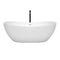 Wyndham Rebecca 65" Soaking Bathtub in White with Shiny White Trim and Floor Mounted Faucet in Matte Black WCOBT101465SWATPBK