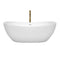 Wyndham Rebecca 65" Soaking Bathtub in White with Shiny White Trim and Floor Mounted Faucet in Brushed Gold WCOBT101465SWATPGD