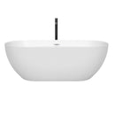 Wyndham Brooklyn 67" Soaking Bathtub in White with Shiny White Trim and Floor Mounted Faucet in Matte Black WCOBT200067SWATPBK