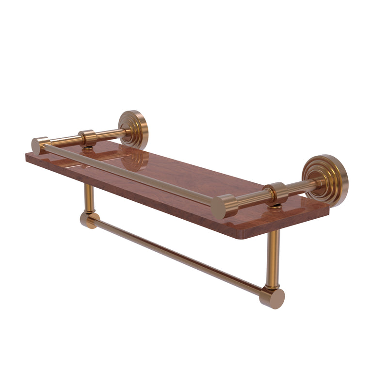 Allied Brass Waverly Place Collection 16 Inch IPE Ironwood Shelf with Gallery Rail and Towel Bar WP-1-16TB-GAL-IRW-BBR