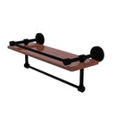 Allied Brass Waverly Place Collection 16 Inch IPE Ironwood Shelf with Gallery Rail and Towel Bar WP-1-16TB-GAL-IRW-BKM