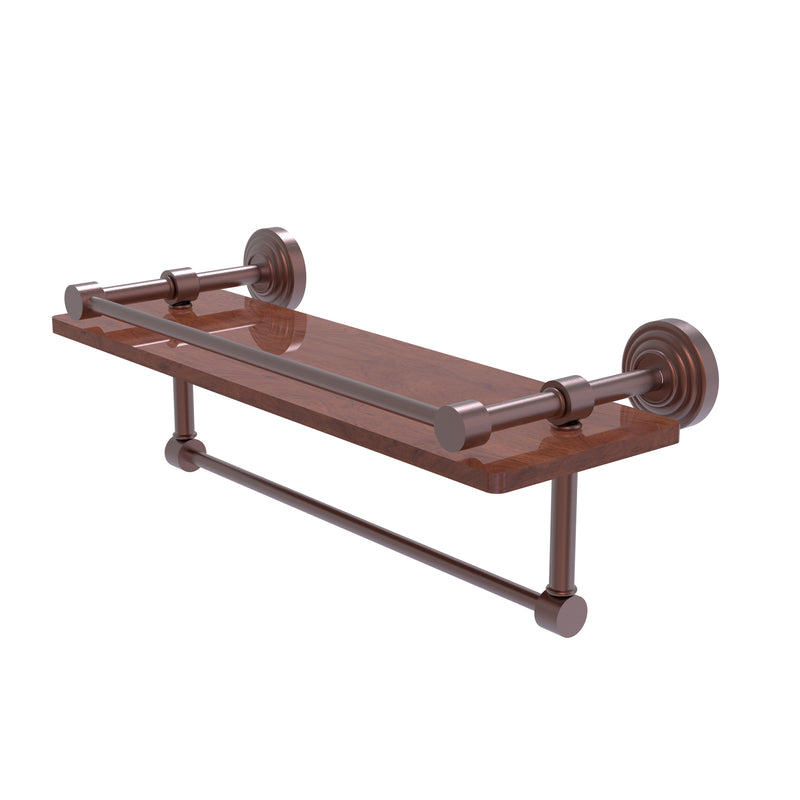 Allied Brass Waverly Place Collection 16 Inch IPE Ironwood Shelf with Gallery Rail and Towel Bar WP-1-16TB-GAL-IRW-CA