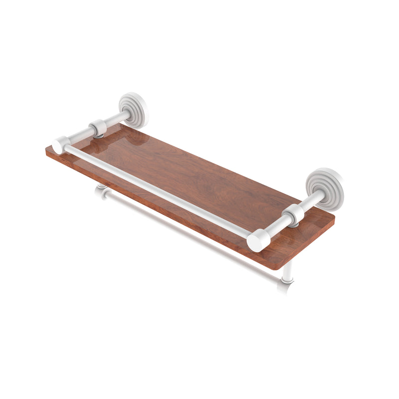 Allied Brass Waverly Place Collection 16 Inch IPE Ironwood Shelf with Gallery Rail and Towel Bar WP-1-16TB-GAL-IRW-WHM