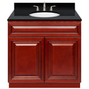 Cherry Bathroom Vanity 36", Absolute Black Granite Top, Faucet LB4B AB378-36CH-4B
