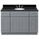 Cherry Bathroom Vanity 48", Absolute Black Granite Top, Faucet LB4B AB498-48CG-4B