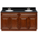 Brown Double Bathroom Vanity 60", Absolute Black Granite Top, Faucet LB5B AB614-60GN-5B