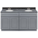 Cherry Double Bathroom Vanity 60", Blue Butterfly Granite Top, Faucet LB5B BB614-60CG-5B
