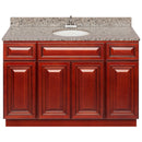 Cherry Bathroom Vanity 48", Burlywood Granite Top, Faucet LB5B BU494-48CH-5B