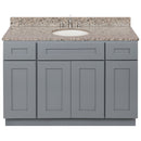 Cherry Bathroom Vanity 48", Burlywood Granite Top, Faucet LB4B BU498-48CG-4B