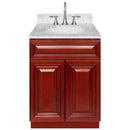 Cherry Bathroom Vanity 24", Cara White Marble Top, Faucet LB7B CW258-24CH-7B