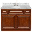 Brown Bathroom Vanity 42", Cara White Marble Top, Faucet LB6B CW434-42GN-6B