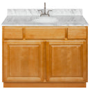 Brown Bathroom Vanity 42", Cara White Marble Top, Faucet LB6B CW434-42RC-6B