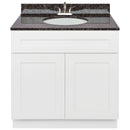 White Bathroom Vanity 36", Tan Brown Granite Top, Faucet LB5B TB374-36AW-5B