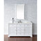 James Martin Savannah 60" Single Vanity Cabinet Bright White with 3 cm Ethereal Noctis Quartz Top 238-104-V60S-BW-3ENC