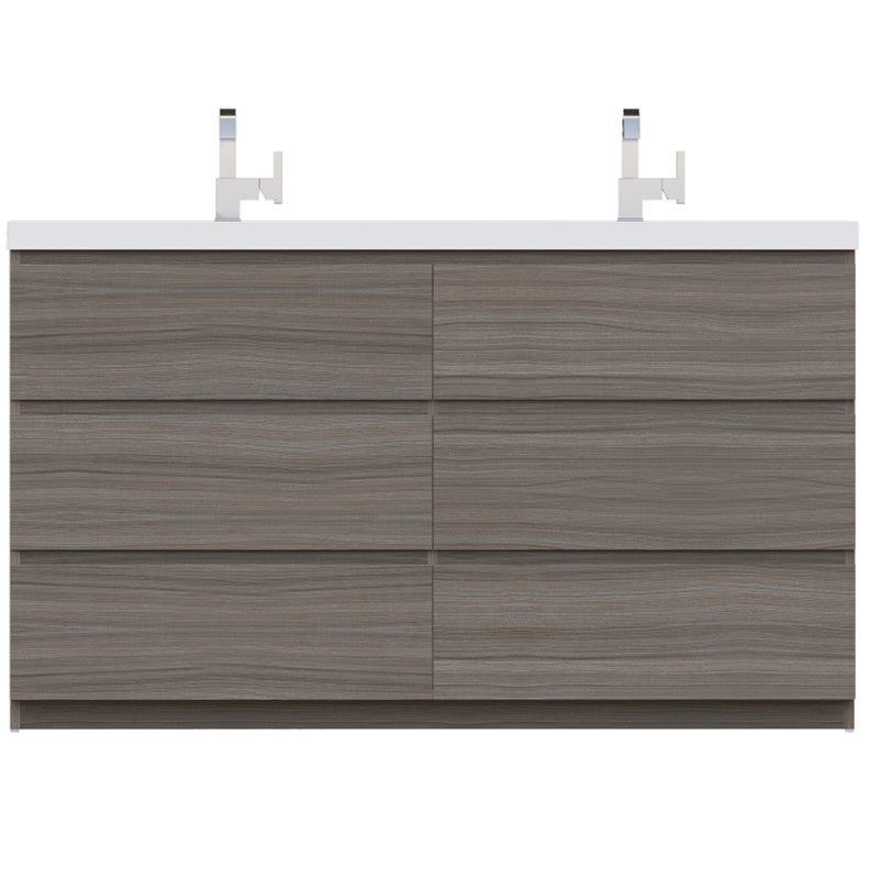 Alya Bath Paterno 60" Double Modern Freestanding Bathroom Vanity Gray AB-MOA60D-G