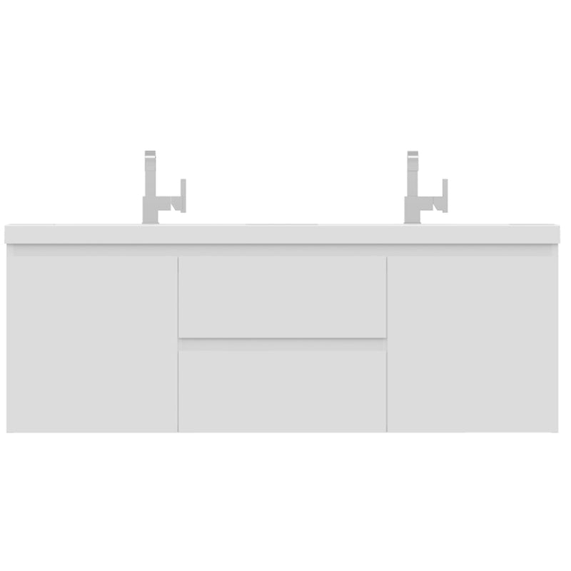 Alya Bath Paterno 60" Double Modern Wall Mounted Bathroom Vanity White AB-MOF60D-W